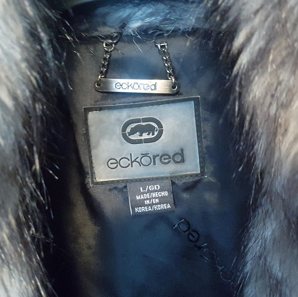 Ecko Unltd Teddy bear faux fur Leather jacket coat New - Picture 6 of 8